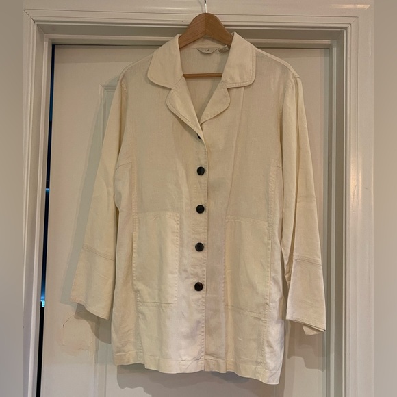 J. Jill Off-White Utility Jacket 100% Linen - Picture 1 of 3